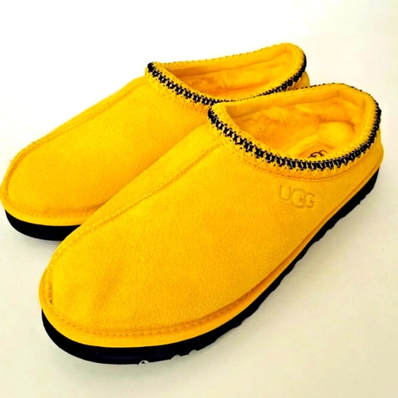 NEW LIMITED YELLOW UGG Men’s Tasman fur Suede Slippers Size 12 - Picture 6 of 9